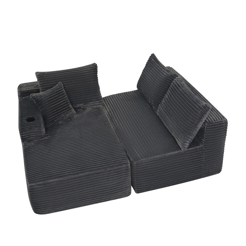 Canapé modulaire 95,6 po avec méridienne en L 95,6 po, Grey Fabric, Left Hand Facing