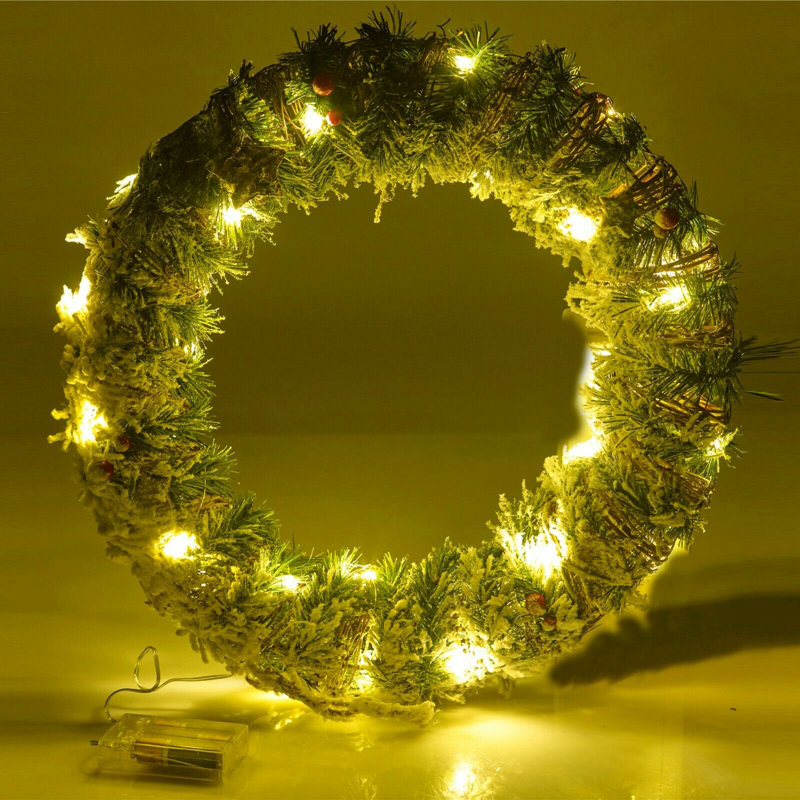 Faux Lighted 40cm Wreath
