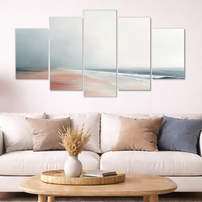 Summer Beach Waves Shorelines In Prince Edward Island - Landscapes Wall Art, Abstract Canvas Print 5 Panel