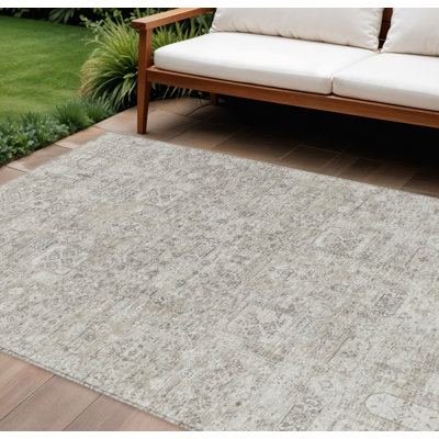 Tapis intérieur lavable floral beige et gris 8 'X 10' Taupe
