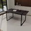 Table de salle à manger rectangulaire, 150 cm, noire, pieds en métal, plateau épais de 3,8 cm, pour 4 à 6 personnes, usage domestique et cuisine, avec structure et plateau épais.
