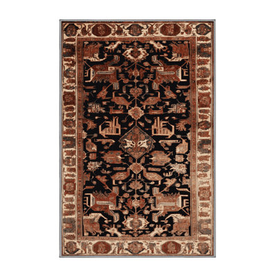 Machine Washable Persian Brown Area Rug