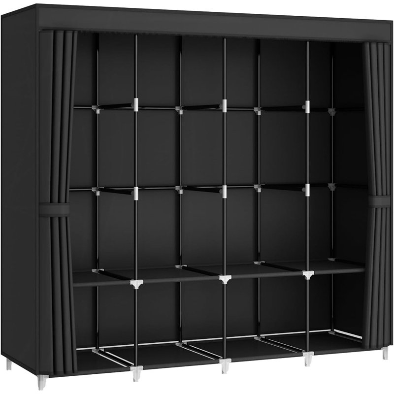 Portable Closet Wardrobe, 67-Inch Clothes Organizer With 4 Hangi...