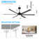 Chalmas Large Matte Black Indoor/Covered Outdoor Ceiling Fan with Light and Remote, 6 Aluminum Blades, 6-Speed Quiet DC Motor, LED Tri-Colour Temperature, Memory Function, Timer, 6''/12'' Downrods