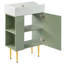 Meuble-lavabo vert: armoire combinée avec lavabo en céramique | rangement à gauche, conception peu encombrante (106 caractères)