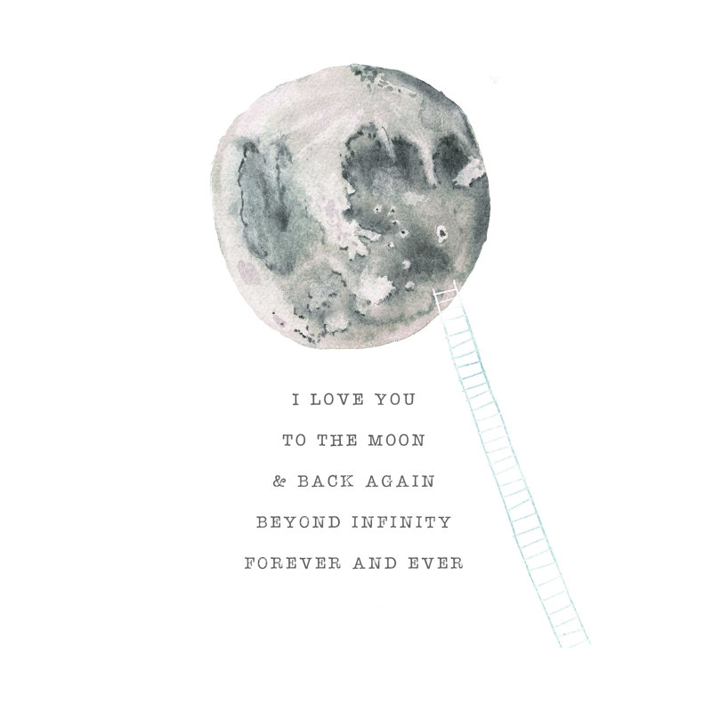 " Whimsical Moon Typography ", 16" H x 12" W