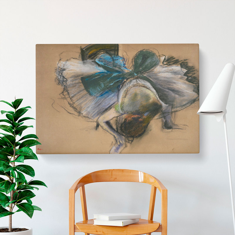Ballet Ballerina Dancer Tying Her Slipper Vol.1 by Edgar Degas - Wrapped Canvas, 40cm H x 60cm W x 3cm D