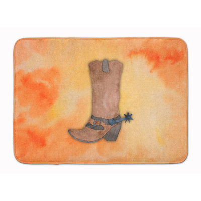 Tapis pour salle de bain en mousse à mémoire de cowboy boot aquarelle