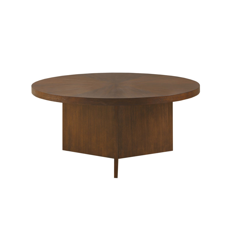 39.5'' Walnut Wood Starburst Round Coffee Table