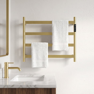 4 Bars Straight Wall Mounted Towel Warmer Electric Heated Towel Rack,113-140°F with Digital Display,1-8H Timer,110V Us Plug-in