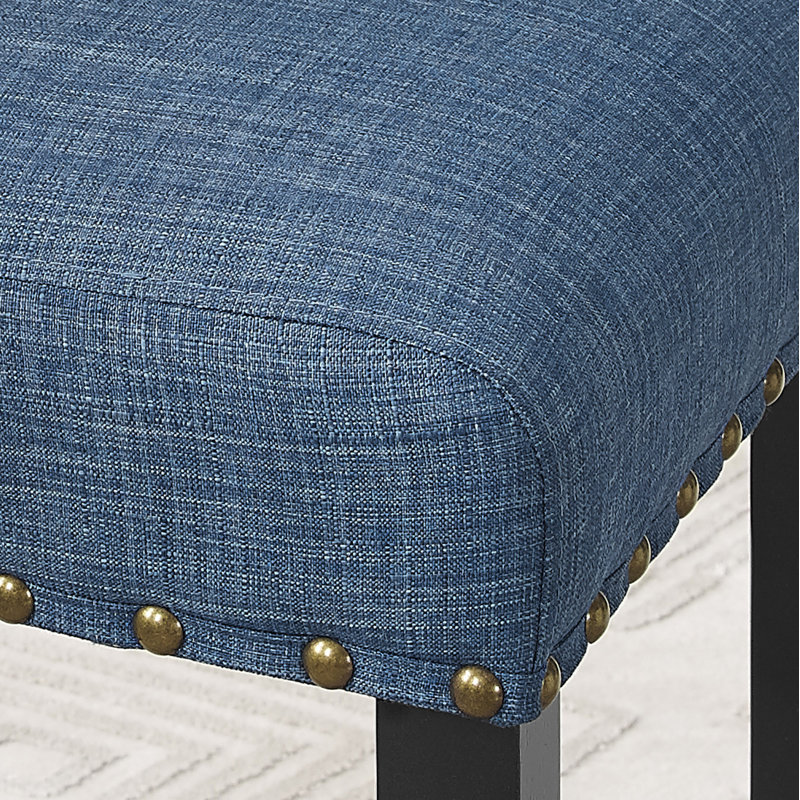 Counter Height Stools With Nailhead Trim Set Of 2, Blue/Black