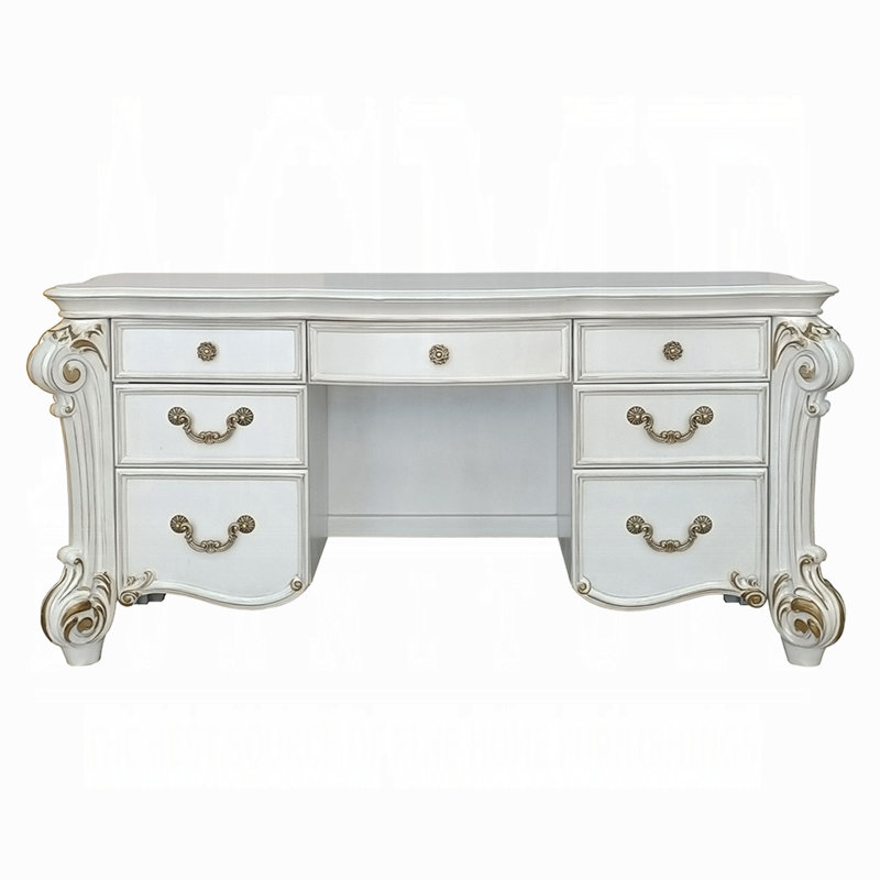Vendome 7-Drawer Vanity Desk, Gold Patina