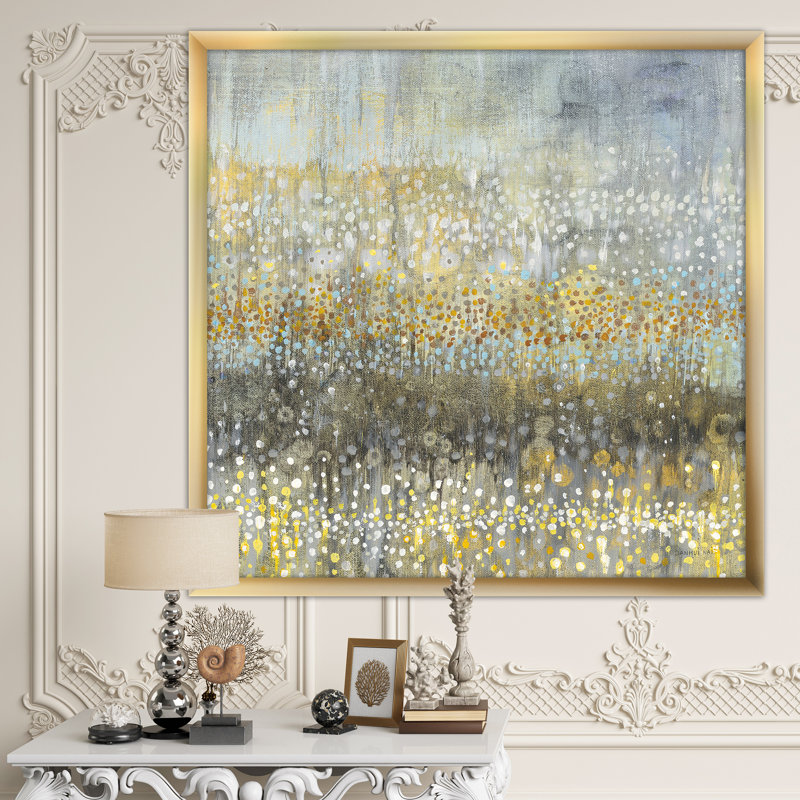 Glam Rain Abstract IV - impression, H 30 po x l 30 po x P 1 po, Cadre doré