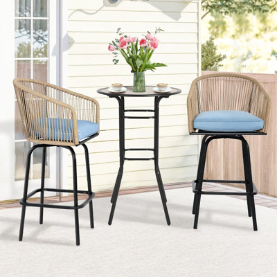 3-Piece Outdoor Rope Woven Bar Set With Soft Cushions by Bay Isle Home