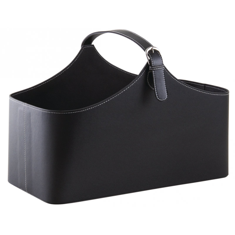 Phoenix Vegan Leather Free Standing Magazine Rack, Black