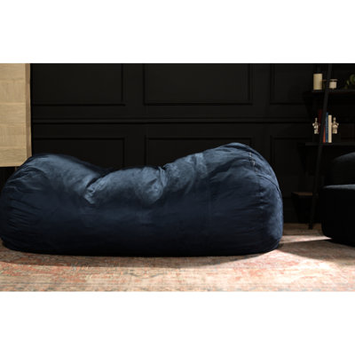 Fauteuil à billes cylindrique traditionnel en suède bleu de 8 pieds - Design moderne pour une lecture confortable. Housse à fermeture à glissière amovible. Rembourrage en mousse. 85 po de profondeur x 50 po de largeur, 30 po de hauteur, 78 lb 16 po, 48 po, 80 lb