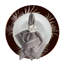Silver Three Feathers Round Placemat With Burgundy Background