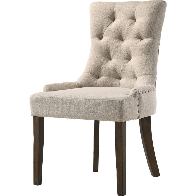 Shyann 18'' H Tufted Upholstered Side Chair, Beige