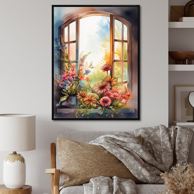 Vitrine florale Nariyah I, H 32 po x l 24 po x P 1 po, Cadre flottant noir