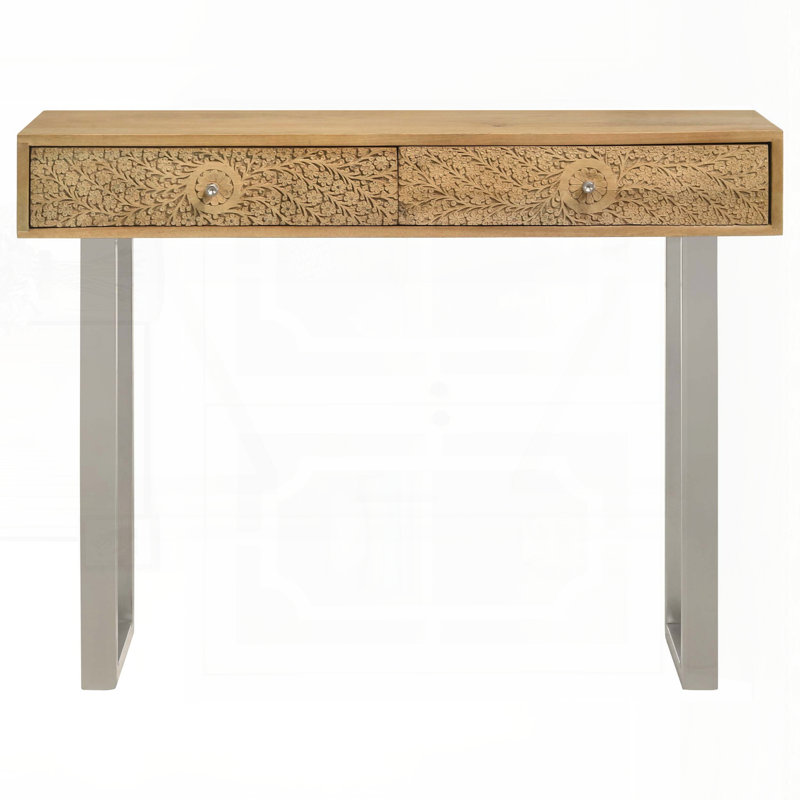 Natural And Silver 2-Drawer Console Table