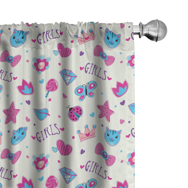 Rideaux 4 panneaux Dakota Fields, coccinelle amusante, fuchsia et bleu, L 56 po x L 95 po