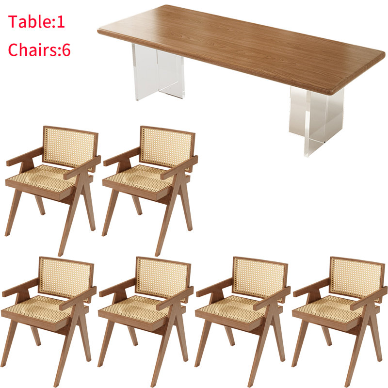 French style solid wood dining table set