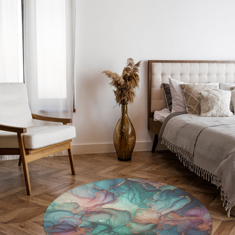 Tapis tressé chatoyant irisé, Rond 5 pi
