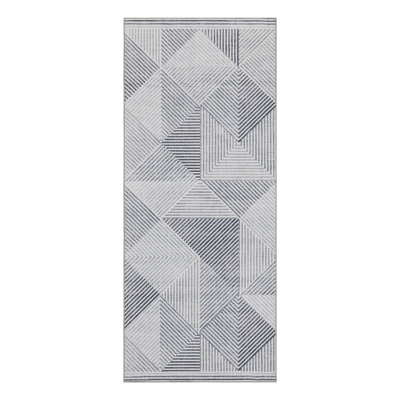 Jahree Miles Modern Geometric Machine Washable Area Rug, Runner 2'6" x 6', Gray