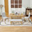 Ensemble de table de salle à manger extensible 6 pièces avec rallonge amovible, base en tréteaux, chaises rembourrées et banc-57334885