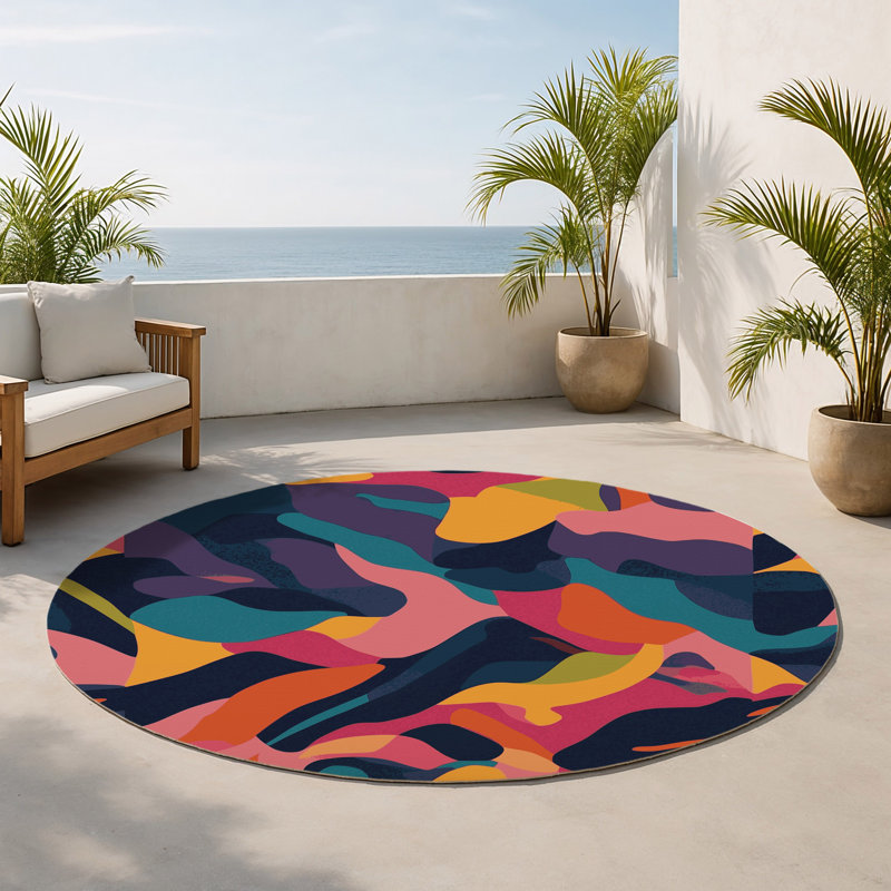 Tapis intérieur et extérieur Plasma Trails, Rond 5 pi