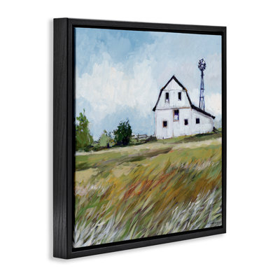 Barn with Windmill & Grass Floater Canvas Wall Art, design by Susan Winget