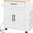 White Rolling Cart With Storage And Electrical Options, Ac Outlets, Ports, Drawer, Cabinet Adjustable Shelf, Towel Rack, Spice Rack Mobile Kitchen Island Availability Valuable - White,