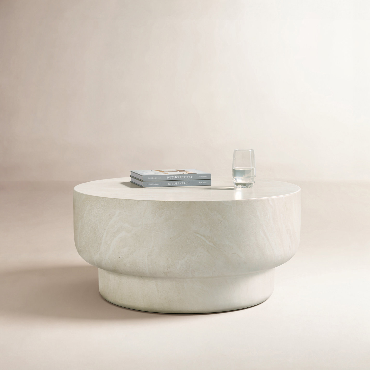 32" Concrete Coffee Table, Beige