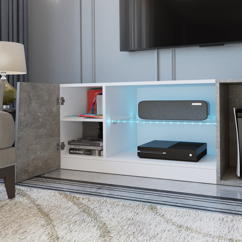Ayuna Unfinished TV Stand for TVs up to 60", White/Grey