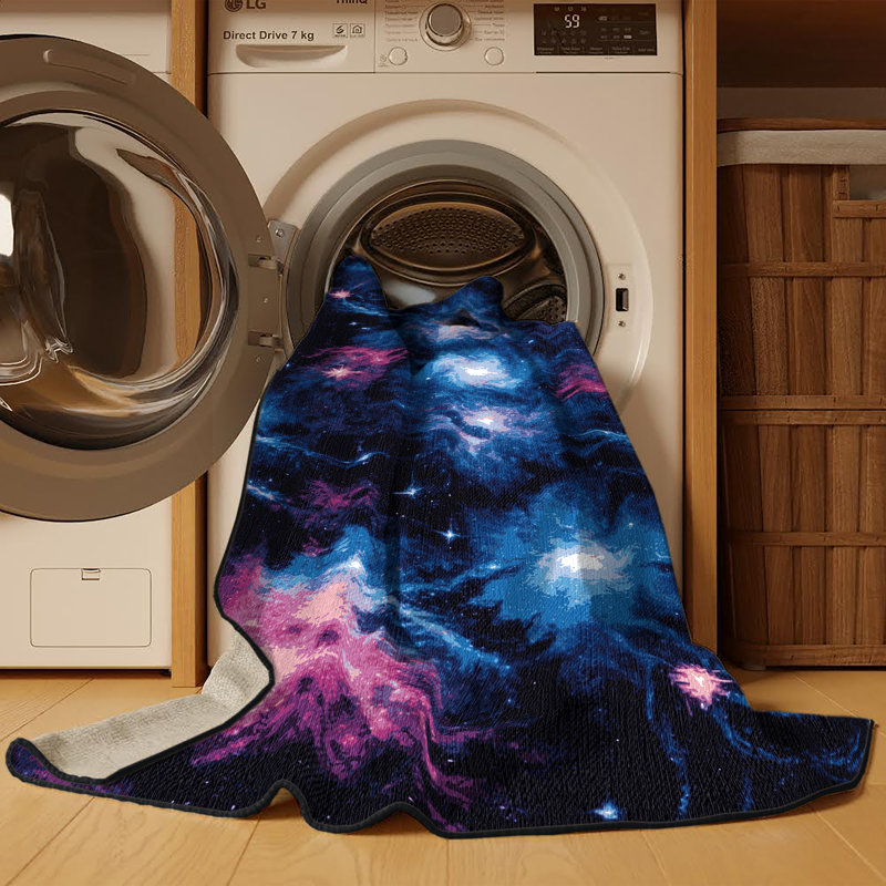 Tapis gris lavable à la machine, Rond 3 pi