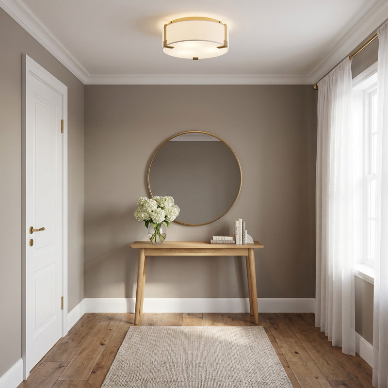 2 - Light Flush Mount, Burnished Brass