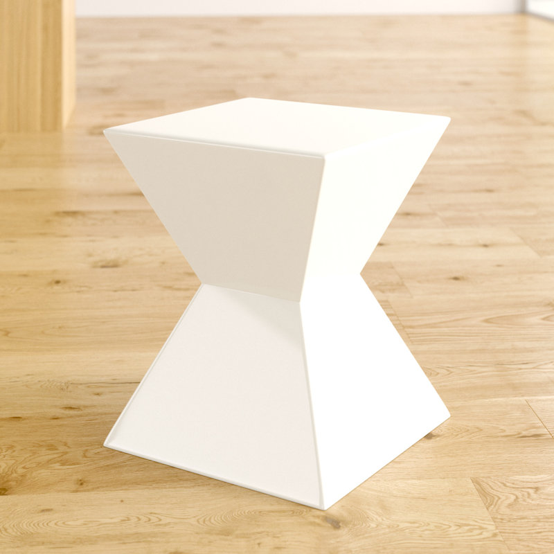 Jaime Pedestal End Table, High-gloss lacquered white