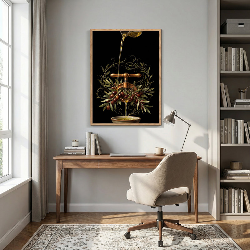 Art sur toile, huile d'olive dorée, 48"H x 36"W