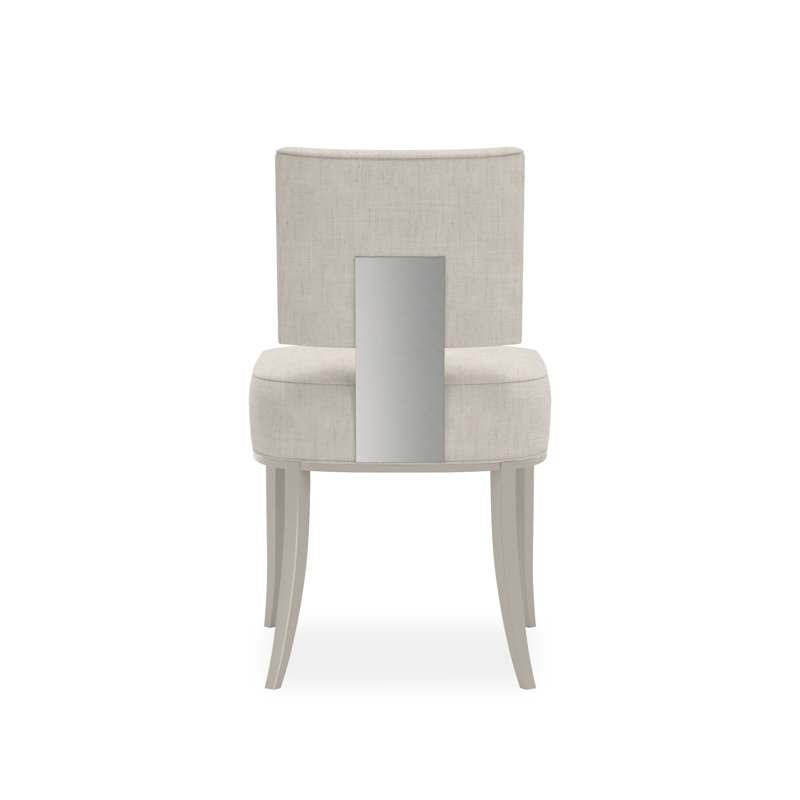 Reserved Seating Upholstered Dining Chair, Beige, Pearl/Chrome