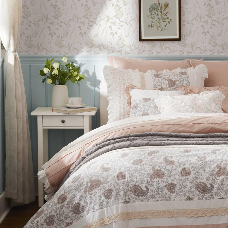 Ensemble d'édredon en coton percale 9 pièces, Grand édredon et 8 pièces supplémentaires, Blush