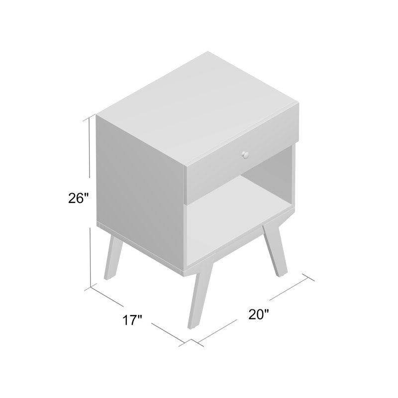 50.8cm W Solid Wood Bedside Table, Red