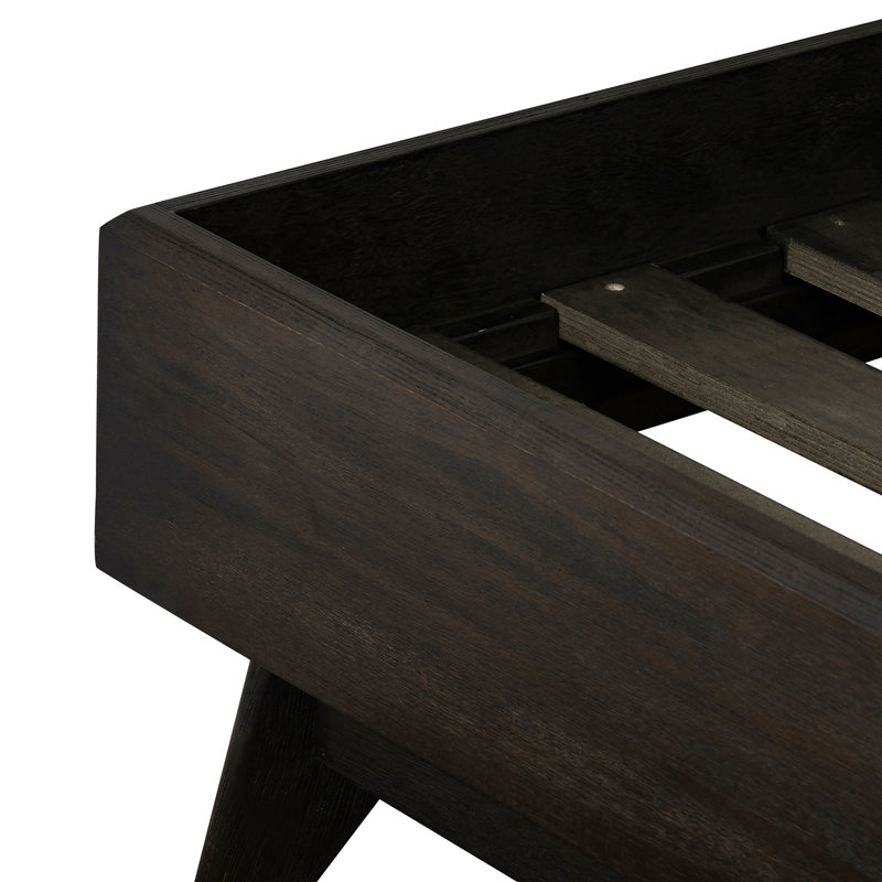 Lit plateforme en bois massif Byer, Reine, Gris, Bois massif