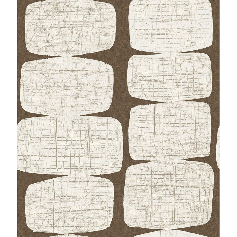 Papier peint auto-adhésif perles Mid-Century, brun
