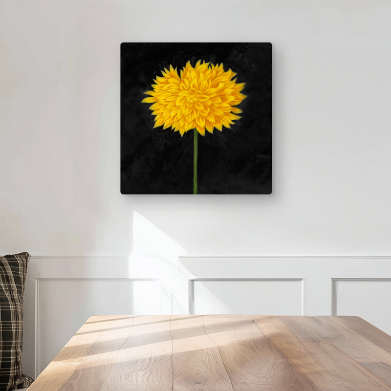 Yellow Chrysanthemum - Rustic Metal Print for Home Decor