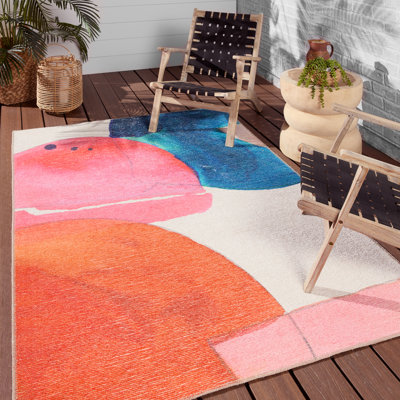 Rowles Machine Washable Performance Pink/Orange/Blue Rug