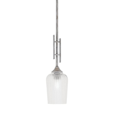 Mini-luminaire suspendu suspendu Uptowne avec finition en verre vieilli et verre texturé de 5 po