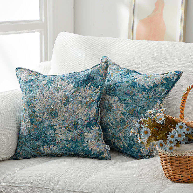Waroni - Housse de coussin décoratif floral | Housses de coussin décoratif | 18 po x 18 po, carré | Pièce unique | Aucun insert d'oreiller
