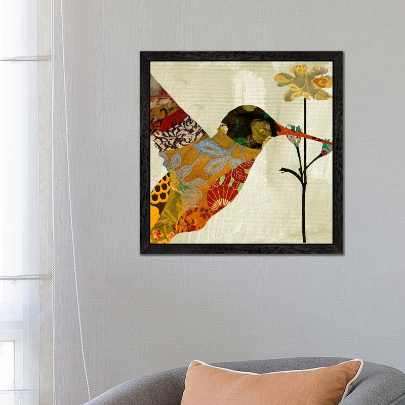 Humming Bird Brocade III by Color Bakery - Print on Canvas, Black Framed, 93.98 cm H x 93.98 cm W