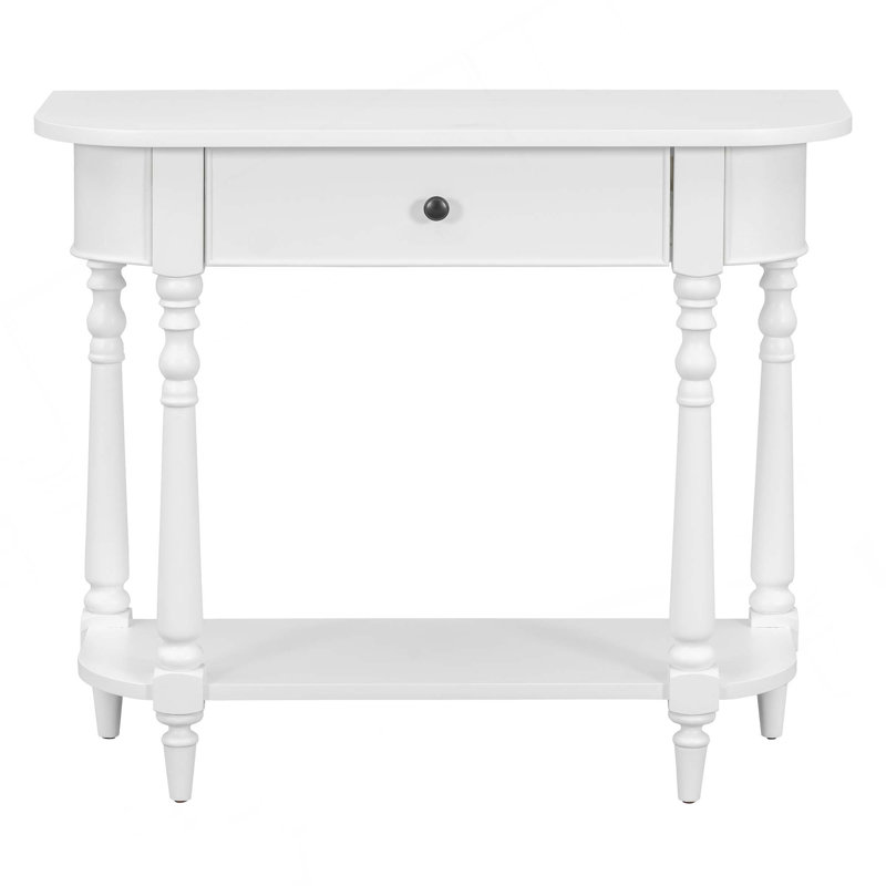Retro Corner-curved Console Table, White