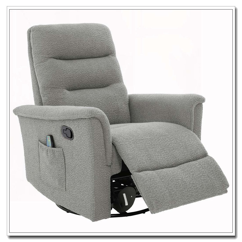 Fauteuil inclinable manuel avec fauteuil berçant et pivotant, fauteuil inclinable avec fonction de massage à 8 points et dossier réglable